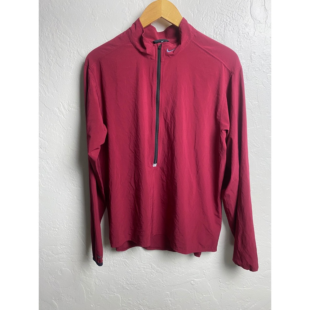 Nike Golf Pullover Half Zip Long Sleeve Athletic Top‎ Burgundy Mens Medium